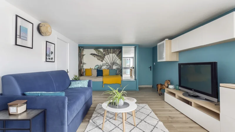 Salon lumineux et chaleureux - Appartement West Garden Dardilly