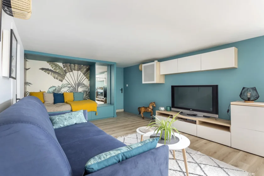 Salon lumineux et chaleureux - Appartement West Garden Dardilly